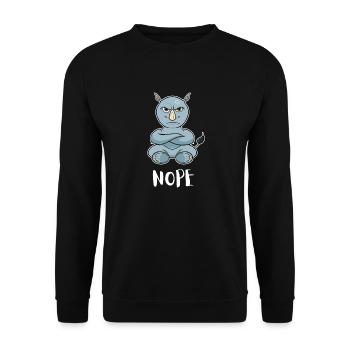 Nope Rhinocerus I Funny Lazy Rhino - Unisex Pullover - Schwarz - Vorne - Alina (178cm) & Michal (187cm)