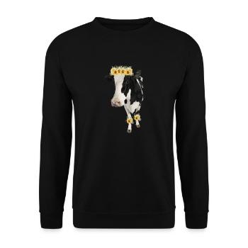Holstein Cow With Flowers - Sunflowers - Unisex Sweatshirt - black - Front - Alina (178cm) & Michal (187cm)