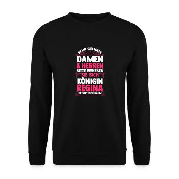 Vorname Regina - Unisex Pullover - Schwarz - Vorne - Alina (178cm) & Michal (187cm)