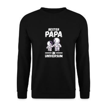 Papa Vater Astronaut Vatertag - Unisex Pullover - Schwarz - Vorne - Alina (178cm) & Michal (187cm)