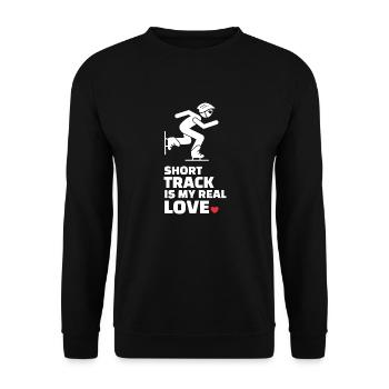 Ich Liebe Shorttrack Und Eislaufen - Unisex Pullover - Schwarz - Vorne - Alina (178cm) & Michal (187cm)