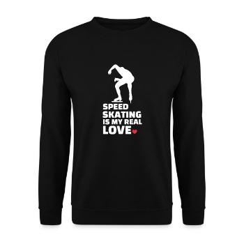 I love speed skating - Unisex Sweatshirt - black - Front - Alina (178cm) & Michal (187cm)