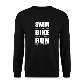Triathlon Swim Bike Run - Unisex Pullover - Schwarz - Vorne - Alina (178cm) & Michal (187cm)