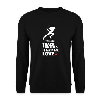 I love athletics - Unisex Sweatshirt - black - Front - Alina (178cm) & Michal (187cm)
