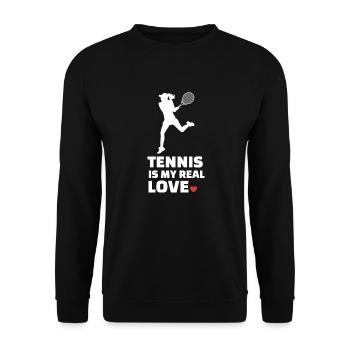 I love tennis - Unisex Sweatshirt - black - Front - Alina (178cm) & Michal (187cm)