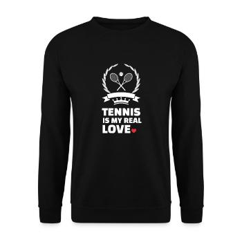 I love tennis - Unisex Sweatshirt - black - Front - Alina (178cm) & Michal (187cm)