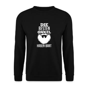 Patenonkel Bärtiger Onkel - Unisex Pullover - Schwarz - Vorne - Alina (178cm) & Michal (187cm)
