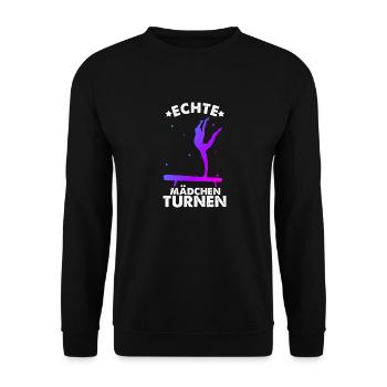 Turnen Gymnsatik Turntrainer Sportverein Geschenk - Unisex Pullover - Schwarz - Vorne - Alina (178cm) & Michal (187cm)