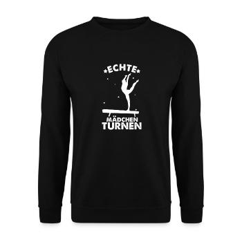 Turnen Turntrainer Gymnsatik Sportverein Bodenturn - Unisex Pullover - Schwarz - Vorne - Alina (178cm) & Michal (187cm)