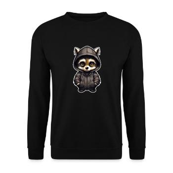 Cool raccoon in casual clothes - Unisex Sweatshirt - black - Front - Alina (178cm) & Michal (187cm)