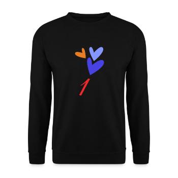 1. 1 AN. 1er ANNIVERSAIRE. ANNIVERSAIRE 1 AN - Sweat-shirt Unisexe - noir - Devant - Alina (178cm) & Michal (187cm)