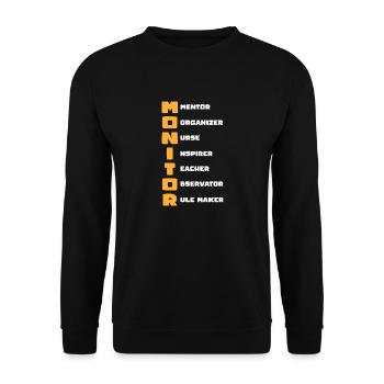 School bus MONITOR Mentor Organizer Nurse - Unisex Sweatshirt - black - Front - Alina (178cm) & Michal (187cm)