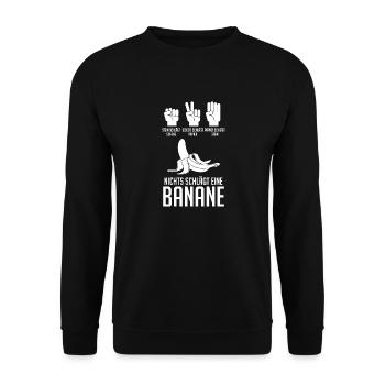 Früchte Banane - Unisex Pullover - Schwarz - Vorne - Alina (178cm) & Michal (187cm)