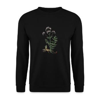 Baldrian (Valeriana officinalis) - Unisex Pullover - Schwarz - Vorne - Alina (178cm) & Michal (187cm)