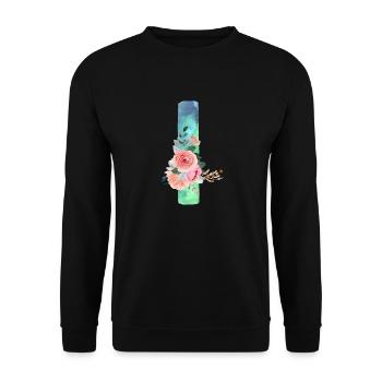 Lettre I watercolor - Sweat-shirt Unisexe - noir - Devant - Alina (178cm) & Michal (187cm)