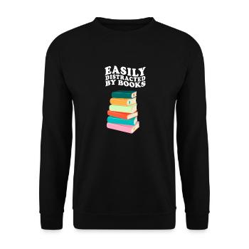 Facilement distrait par les livres Rétro Vintage Lecture - Sweat-shirt Unisexe - noir - Devant - Alina (178cm) & Michal (187cm)