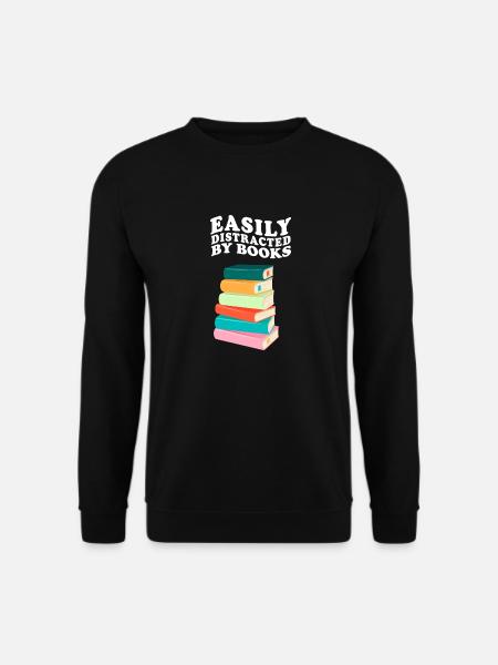 Easily Distracted By Books Retro Vintage Lesen - Unisex Pullover - Schwarz