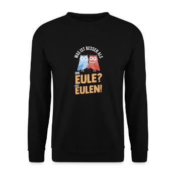 Eulen - Unisex Pullover - Schwarz - Vorne - Alina (178cm) & Michal (187cm)