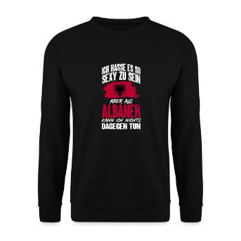Albanische Flagge Albanischer Adler Shqiponja - Unisex Pullover - Schwarz - Vorne - Alina (178cm) & Michal (187cm)