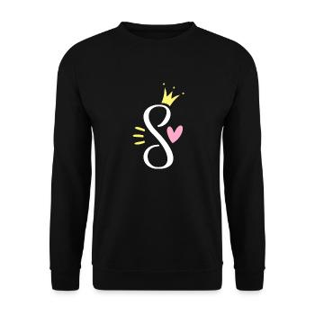 Letter S Initial Letter Crown - Unisex Sweatshirt - black - Front - Alina (178cm) & Michal (187cm)