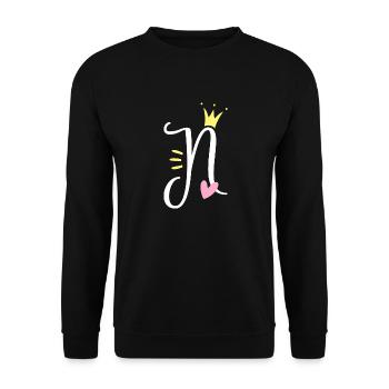 Letter N Initial Letter Crown - Unisex Sweatshirt - black - Front - Alina (178cm) & Michal (187cm)