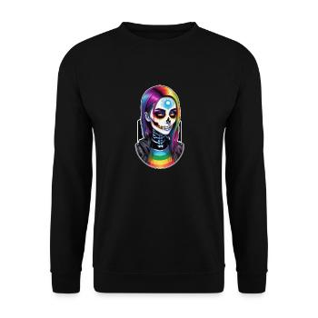Halloween - Rock & Regenbogen - Unisex Pullover - Schwarz - Vorne - Alina (178cm) & Michal (187cm)