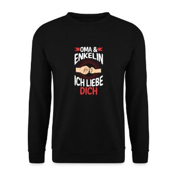 Oma Großmutter und Enkelin - Unisex Pullover - Schwarz - Vorne - Alina (178cm) & Michal (187cm)