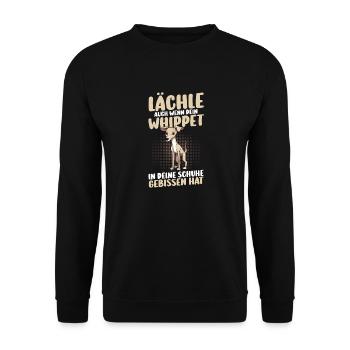Hund Whippet - Unisex Pullover - Schwarz - Vorne - Alina (178cm) & Michal (187cm)