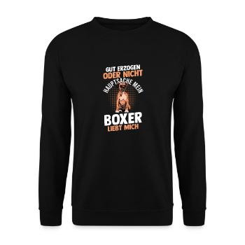 DogGerman Boxer - Unisex Sweatshirt - black - Front - Alina (178cm) & Michal (187cm)