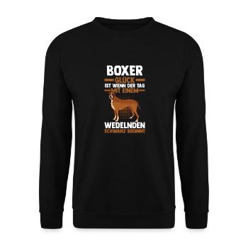 HundDeutscher Boxer - Unisex Pullover - Schwarz - Vorne - Alina (178cm) & Michal (187cm)