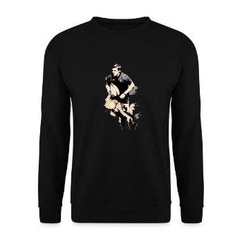 Nico, der Rugbyspieler - Unisex Pullover - Schwarz - Vorne - Alina (178cm) & Michal (187cm)