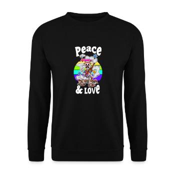 Peace And Love Cartoon Retro Skeleton - Unisex Sweatshirt - black - Front - Alina (178cm) & Michal (187cm)