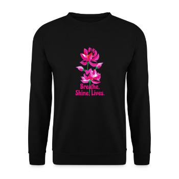Watercolor Lotus Flowers - Unisex Sweatshirt - black - Front - Alina (178cm) & Michal (187cm)