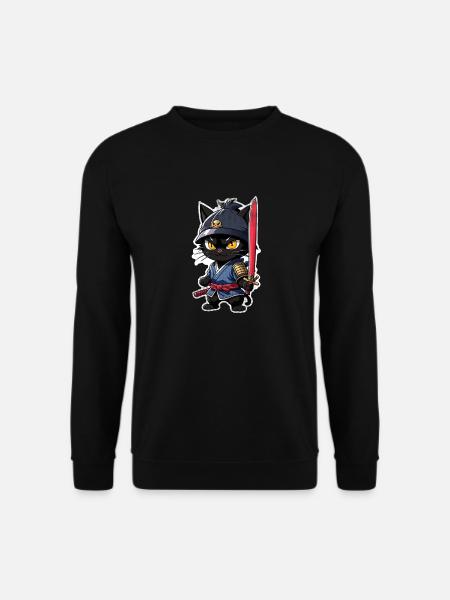 Ninja Cat - Samurai Kitten - Unisex Sweatshirt - black