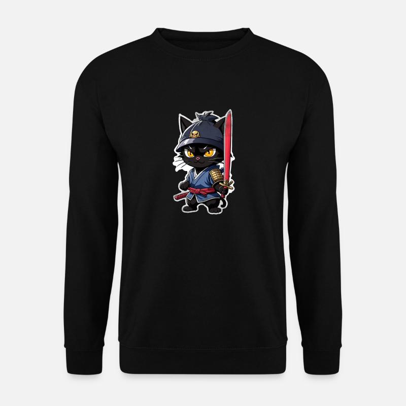 Ninja Cat - Samurai Kitten - Unisex Sweatshirt - black