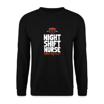 Night Shift Nurse - Unisex Sweatshirt - black - Front - Alina (178cm) & Michal (187cm)