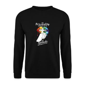 My personality depends on my attitude - Unisex Sweatshirt - black - Front - Alina (178cm) & Michal (187cm)
