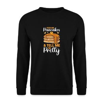 Pancake Frühstück Pfannkuchen - Unisex Pullover - Schwarz - Vorne - Alina (178cm) & Michal (187cm)