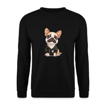 Niedliche Bulldogge Mops Hund - Unisex Pullover - Schwarz - Vorne - Alina (178cm) & Michal (187cm)