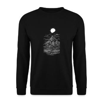 Linear Mountains - Unisex Sweatshirt - black - Front - Alina (178cm) & Michal (187cm)