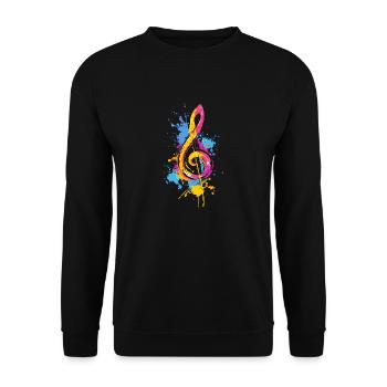 Clé colorée mélomane pop art - Sweat-shirt Unisexe - noir - Devant - Alina (178cm) & Michal (187cm)