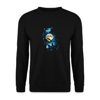 Niedliche Eule als Zauberer für einen Eulen Fans - Unisex Pullover - Schwarz - Vorne - Alina (178cm) & Michal (187cm)