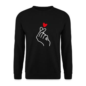 Heart Hand Sign Symbol K-pop K Drama Korea - Unisex Sweatshirt - black - Front - Alina (178cm) & Michal (187cm)