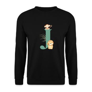 Letter j green jungle animals - Unisex Sweatshirt - black - Front - Alina (178cm) & Michal (187cm)