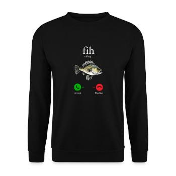Lustiger Fih Fisch Meme Fisch Fih Lustiger falsch geschriebener Fisch - Unisex Pullover - Schwarz - Vorne - Alina (178cm) & Michal (187cm)
