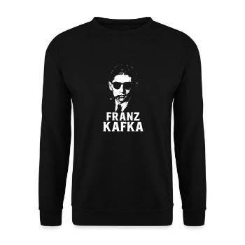 Franz Kafka mit Zigarre und schwarzer Brille Portrait - Unisex Pullover - Schwarz - Vorne - Alina (178cm) & Michal (187cm)