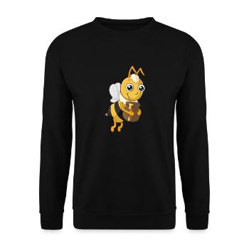Fleißige Comic Honig Biene - Unisex Pullover - Schwarz - Vorne - Alina (178cm) & Michal (187cm)
