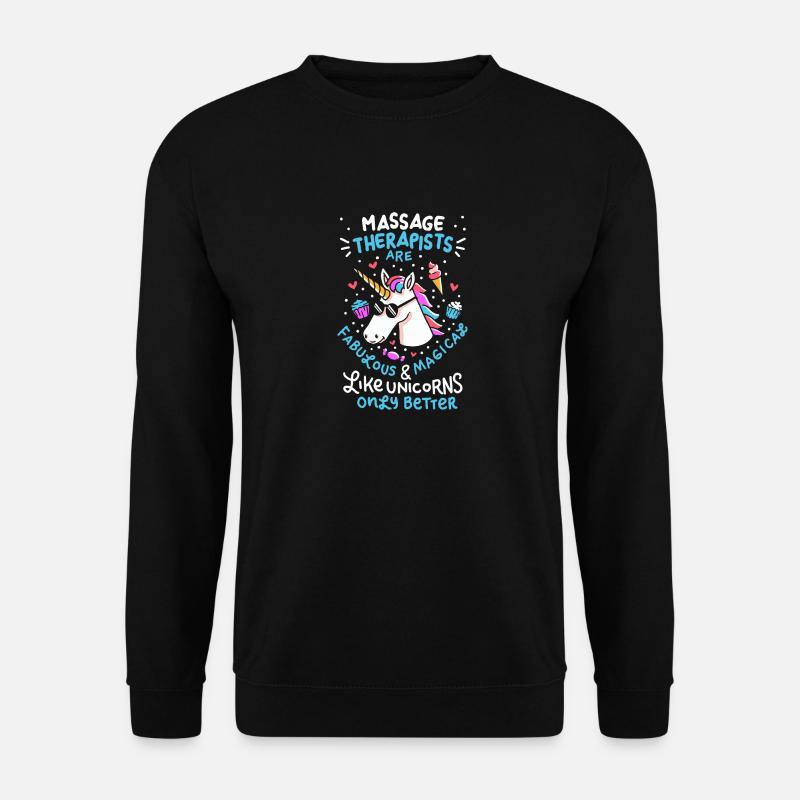 Massage Therapeut Spruch Massagetherapeut Einhorn - Unisex Pullover - Schwarz