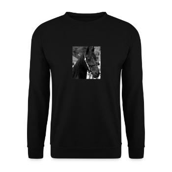 Pferdekopf - Unisex Pullover - Schwarz - Vorne - Alina (178cm) & Michal (187cm)