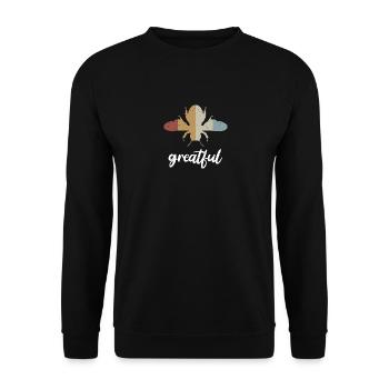 Retro Bee Greatful Biene Be Greatful - Unisex Sweatshirt - black - Front - Alina (178cm) & Michal (187cm)